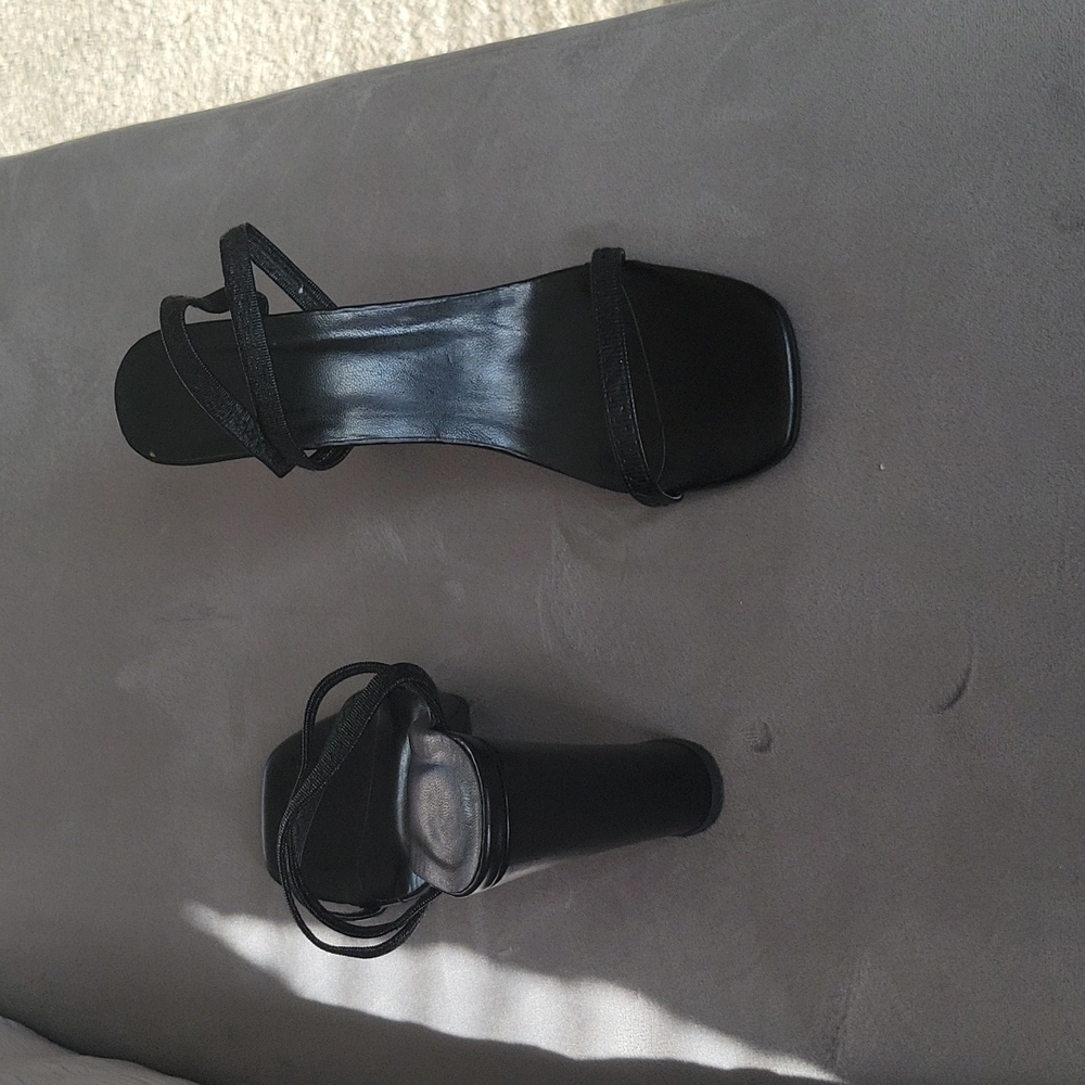 All black Fashion Nova strap heels